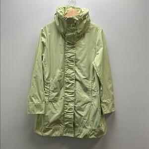 Rainforest Packable Travel Coat Green Ruched Hooded Lightweight Womens Large